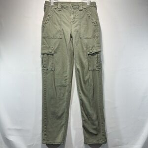 Women's 4 American Eagle Green Cargo Pants Baggy Jogger Utility Stretch